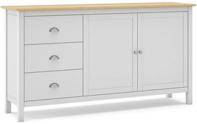 Comodă alb/natural joasă din lemn de pin 150x80,5 cm Misti – Marckeric