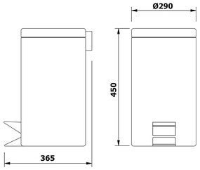 Coș de gunoi AQUALINE 27120 Simple line rotund20 l, oțel inoxidabil