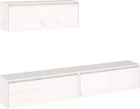 vidaXL Set dulap TV, 3 buc., alb, lemn masiv de pin