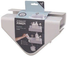 Set 2 rafturi pentru baie albe de colț autoadezive din plastic EasyStore - Joseph Joseph