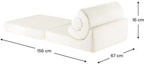Fotoliu pentru copii crem cu tapițerie din țesătură bouclé Flipster – Wigiwama