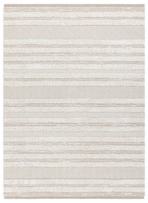 Covor ECO SISAL MOROC 22329 zigzag, linii boho franjuri - structural bej / cremă