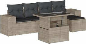 vidaXL Set canapele de grădină cu perne, 6 piese gri deschis poliratan