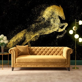 Fototapet - Cal galopant - animal de aur sărind expresiv pictat cu puncte