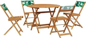 vidaXL Set mobilier de grădină 5 piese textil model frunze/lemn masiv