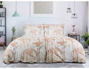 Lenjerie de pat albă/teracotă din țesătură crep pentru pat de o persoană 140x200 cm Caraway – B.E.S.