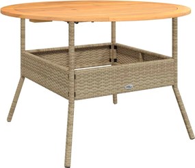 vidaXL Masă grădină, blat din lemn acacia, bej, Ø110x71 cm poliratan