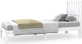 vidaXL Cadru de pat mic single, alb, 75x190 cm, lemn masiv de pin