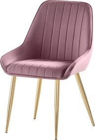 Scaun de dining, roz ţesătură Velvet/gold crom-auriu, PERLIA