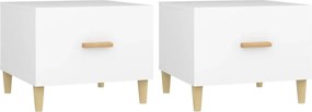 vidaXL Măsuțe de cafea, 2 buc., alb, 50x50x40 cm, lemn compozit