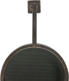 Oglinda rotunda cu rama din metal negru antic Chain, 47x30x6 cm