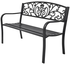 42168 vidaXL Bancă de grădină, negru, 127 cm, fontă