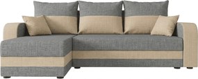 Coltar extensibil de colt VALERIO, gri deschis/bej, reversibil, 238x140 cm + 2 perne GRATUIT