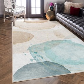 Covor tip traversă crem/turcoaz lavabil 80x200 cm Puddle – Mila Home