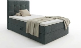 Pat tapițat boxspring DIRELIS VIBE 90x200 cm gri inchis Saltea: Saltea cu arcuri Bonell