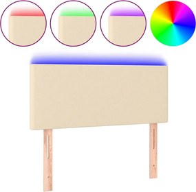 vidaXL Tăblie de pat cu LED, crem, 100x5x78/88 cm, textil