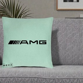Perna Personalizata cu emblema Mercedes-AMG, 40x40 cm, Verde Menta, Husa Detasabila, Perna Inclusa, BEKZ®