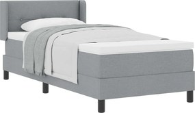 vidaXL Pat cu arcuri cu saltea Gri deschis 190 x 90 cm țesătură