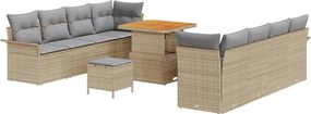 vidaXL Set de canapele pentru grădină cu pernă 11 pcs Bej poliratan