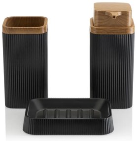 Set de baie ZOYA 5 buc. negru/maro