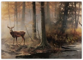 Tablou pe sticlă - Vintage pictura wildlife (70x50 cm)