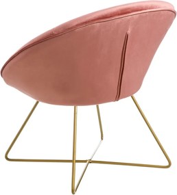 Fotoliu catifea roz si baza din alama Chair Velvet Pink | PRIMERA COLLECTION