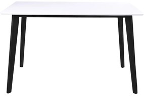 Masă dining cu structură neagră Bonami Essentials Vojens, 120 x 70 cm, alb