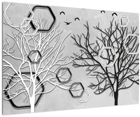 Tablou abstract cu pomi (90x60 cm)