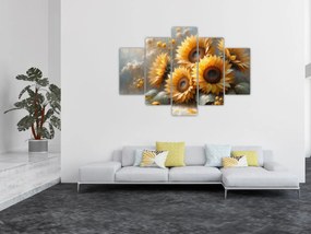 Tablou - Pictură cu floarea-soarelui (150x105 cm)