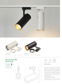 Spot LED directionabil pentru sina Track Project Collection, Gemini negru