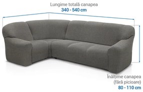 Huse super elastice HARMONIA gri colțar (l. 340 - 540 cm)
