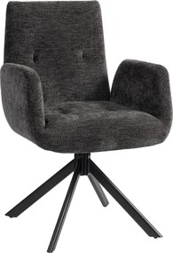 HOMCOM Fotoliu Rotativ pentru Dormitor, Material Textil cu Aspect de In și Picioare Înclinate din Oțel, Negru | Aosom Romania