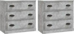 vidaXL Servante, 2 piese, gri beton, lemn prelucrat