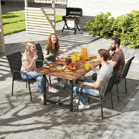 Outsunny Set de 4 Scaune Outsunny de Grădină Empilabile cu Spătar Înalt pentru Exterior | Aosom Romania