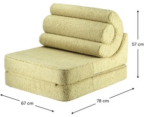 Fotoliu pentru copii verde cu tapițerie din țesătură bouclé Flipster – Wigiwama