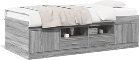 vidaXL Pat de zi cu sertare fără saltea, gri sonoma, 90x200 cm