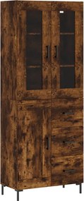 vidaXL Dulap înalt, stejar fumuriu, 69,5x34x180, lemn compozit