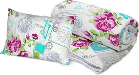 Set Alcam, Rose, perna microfibra 50x70 cm si pilota matlasata 140x200 cm