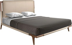 Pat dublu tapitat design LUX din lemn si piele sintetica Mink 180x200cm