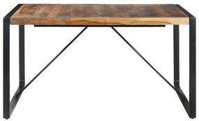 Masa de sufragerie, 140x140x75 cm, lemn masiv, finisaj sheesham 1, Negru, Lemn masiv