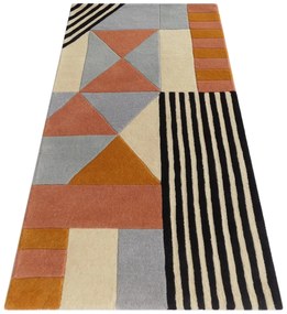 Covor Geometry Bedora, 120x170 cm, 100% lana, multicolor, finisat manual