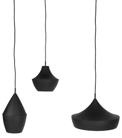 Set de 3 lămpi suspendate inteligente negre cu auriu, inclusiv WiFi A60 - Depeche