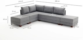 Coltar Extensibil Liones Stanga, 210 x 80 x 280 cm