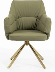 HR840 BAZĂ STEA Scaun Khaki Piele Ecologica Premium Soft cu Bază Aurie