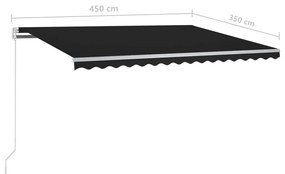 Copertina retractabila automat, cu stalpi, antracit, 4,5x3,5 m Antracit, 4.5 x 3.5 m
