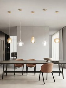 Ondaluce - Lustra suspendată pe cablu THELMA, 2xE27/15W/230V, Ø 25 cm, auriu/bej fumuriu