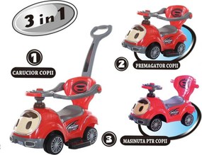 Masinuta copii si bebe NOVOKIDS™ BabyCar, Cu melodii si lumini, Maner de impins pentru parinti detasabil, Functie trotineta fara pedale, Pentru