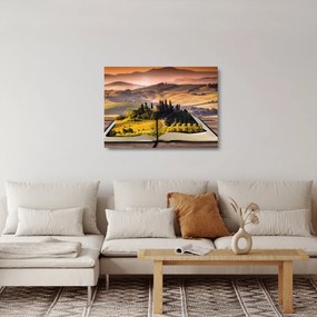 Tablou pe sticlă cu peisaj în carte (70x50 cm)