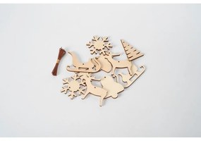 Set 10 decorațiuni de Crăciun din lemn Spira Medium