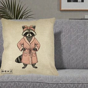 Perna Decorativa Albinuta Kawaii Vesela, 40x40 cm, Crem, Husa Detasabila, Perna Inclusa, BEKZ®